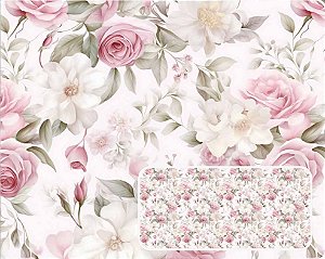 TECIDO TRICOLINE DIGITAL 100% ALGODÃO ESTAMPADO FLORAL ROSAS I 0,50cm X 1,50m | 94143C01