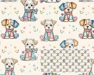 TRICOLINE DIGITAL 100% ALGODÃO ESTAMPADA ANIMAIS FOFURA CACHORRO 0,50cm X 1,50m | 94113C01