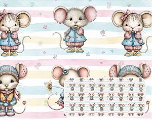 TRICOLINE DIGITAL 100% ALGODÃO ESTAMPADA ANIMAIS FOFURA RATINHOS 0,50cm X 1,50m | 94115C01