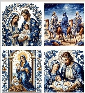 TRICOLINE DIGITAL 100% ALGODÃO ESTAMPADA PAINEL RELIGIOSO NATAL 0,45m x 1,50m | CH000206