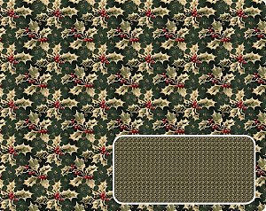 TRICOLINE DIGITAL 100% ALGODÃO ESTAMPADA NATAL AZEVINHA 0,50cm x 1,50m | CH000247