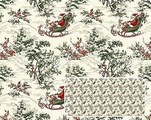 TRICOLINE DIGITAL 100% ALGODÃO ESTAMPADA NATAL TRENÓ 0,50cm x 1,50m | CH000222