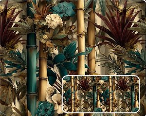 TECIDO TRICOLINE DIGITAL 100% ALGODÃO ESTAMPADO BAMBU IMPERIAL 0,50cm X 1,50m | 94116C01