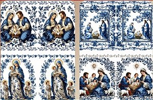 TRICOLINE DIGITAL 100% ALGODÃO ESTAMPADA BARRADO RELIGIOSO NATAL 0,55cm x 1,50m | CH000198