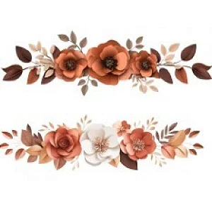 TRANSFER TEXTIL PASSE E CRIE - BARRADO DE FLORES TERRACOTA E BRANCAS II 0,21cm x 0,29cm | Modelo PC0011