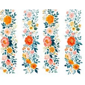 TRANSFER TEXTIL PASSE E CRIE - BARRADO NA HORIZONTAL FLORES LILAS 0,21cm x 0,29cm | Modelo PC0012