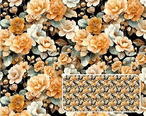 TRICOLINE DIGITAL 100% ALGODÃO ESTAMPADA FLORAL MIUDO 0,50cm X 1,50m | CMC00123