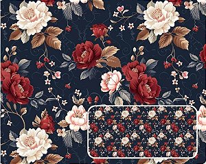 TECIDO TRICOLINE DIGITAL 100% ALGODÃO ESTAMPADO FLORAL MARSEILLE 0,50cm X 1,50m | 94180C01