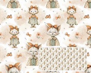TECIDO TRICOLINE DIGITAL 100% ALGODÃO ESTAMPADO INFANTIL GATOS 0,50cm X 1,50m | 94188C01