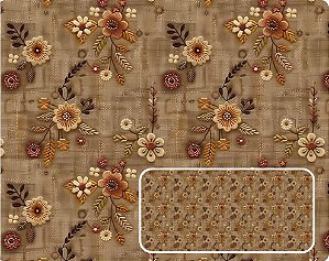 TRICOLINE DIGITAL 100% ALGODÃO ESTAMPADA 3D FLOR MIUDA DE CROCHET 0,50cm x 1,50m | 94196C01