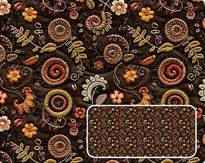TRICOLINE DIGITAL 100% ALGODÃO ESTAMPADA 3D FLORAL GEOMÉTRICO DE CROCHET 0,50cm x 1,50m | 94200C01
