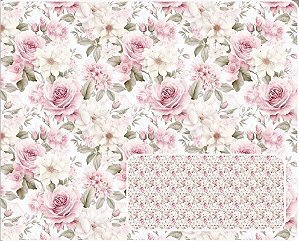 TECIDO TRICOLINE DIGITAL 100% ALGODÃO ESTAMPADO FLORAL ROSAS I 0,50cm X 1,50m | 94145C01