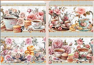 TRICOLINE DIGITAL 100% ALGODÃO BARRADO ESTAMPADA BULES E ROSAS 0,55cm X 1,50m | 94158C01