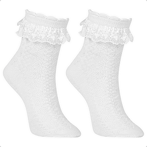 Kit 2 Pares Meia Rendada Bebê Infantil