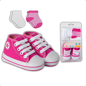 Kit 1 Par de Sapatinho Cano Alto + 2 Pares de Meias