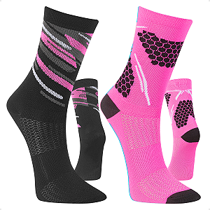 Kit 2 Pares Meia Performance Feminina Poliamida Ciclismo Corrida