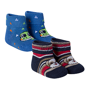 Kit 2 Pares Meia Bebê Fun Socks Atoalhada 0080/0081/0082