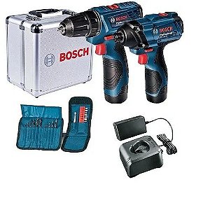 Kit Parafusadeira GSR 120 LI e Chave de Impacto GDR 120 LI 12v 2 Baterias e Maleta de Alumínio Bosch