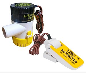 Kit Bomba De Porão Life K 1100 Gph (12V, 5A)  + Automático Life K 20 Amp