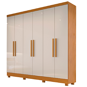 Guarda roupa Sergipe 6 portas 100% MDF Nature/Off White Larg. 1,80m