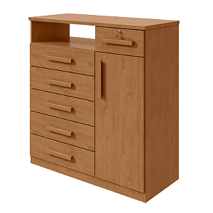 Comoda da vinci 06 gavetas 01 porta Amendoa Clean