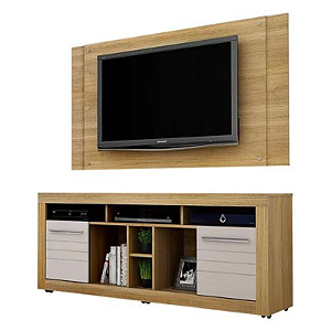 Rack com Painel de brinde Firenze para TV até 50"  Cinamomo/Off White