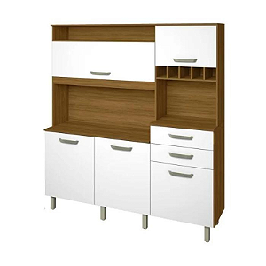 Armário de cozinha 100% MDF Smart Larg. 1,80m Freijó/Branco