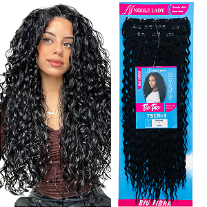 Aplique Tic Tac Bio Fibra Idêntico ao Cabelo Humano Cacheado 75cm 3pçs