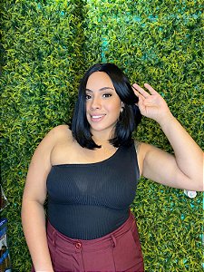 Wig Curta lisa sem Franja Bio Fibra Orgânica Pricila 35cm