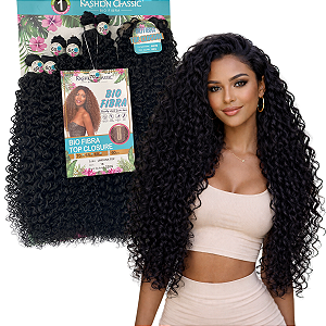 Cabelo Cacheado Lindona Top Bio Fibra 320g 60cm 65cm 70cm com Closure