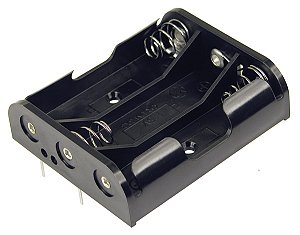 BC3AAPC 3 suporte de Bateria AA com pinos de PC Altura acima do PCB: 16,5 mm