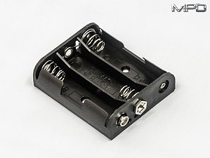 BC3AASF 3 Suporte de Bateria AA com fixadores de pressão de 9V