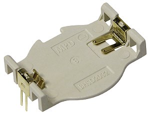 BHSD-2032-PC Suporte CR2032 com pinos de PC Também aceita: BR2032 Altura acima do PCB: 4,75 mm Processo de solda sem chumbo compatível