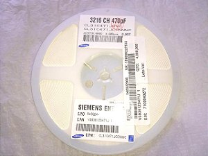 Capacitor Cerâmico SMD 1206 470PF/100V C0G 5% CL31C471JCCNNNC SAMSUNG BOBINA C/4000