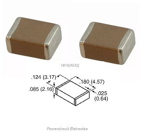 Capacitor Cerâmico SMD 1812 3,3UF/50V X7R 10% C4532X7R1H335KT 3M3/50V
