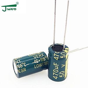 Capacitor Eletrolítico LOW ESR 470UF/50V 10X20 105°C 3000-5000HRS JWCO