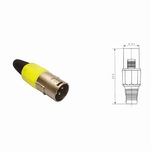 Conector CANNON XLR 3 VIAS MACHO 180°C LS1001 AMARELO
