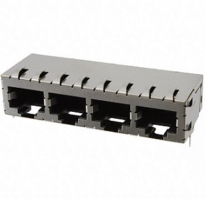 Conector MODULAR RJ45 4 PORTAS PCI 8P8C 90°C CAT5 BLINDADO 6339167-3