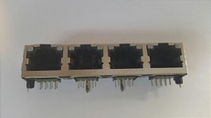 Conector RJ45 4 PORTAS 8P8C COM Led BLINDADO 0456520004 MOLEX