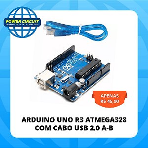 Placa UNO R3 ATMEGA328 COM Cabo USB 2.0 A-B PARA ERDUINO