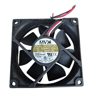Cooler 80x80x25mm 12v 0.25a 2500rpm C8025b12m Com Rolamento 3 Fios