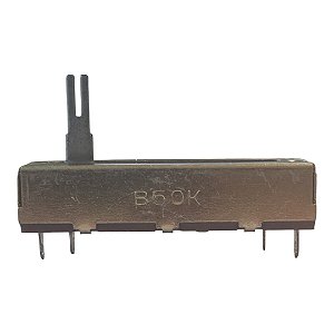 Potenciômetro Fader Deslizante B50K 50x10mm Haste 10mm para Mesa de Som
