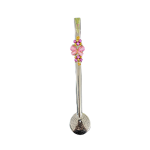 Bomba em Inox Personalizada: Modelo Pedra Lilás Borboleta/Flor