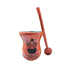 Kit Cuia Personalizada Terracota + Bomba Lisa Terracota: Modelo Paciencia