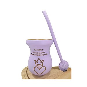 Kit Cuia Personalizada Lilás + Bomba Lisa Lilás: Modelo 02 Alegria