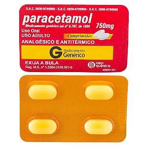 PARACETAMOL G*  750M G  ENV  4CPR