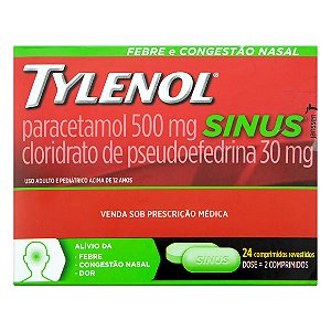 TYLENOL SINUS 500/30 MG 24CPR