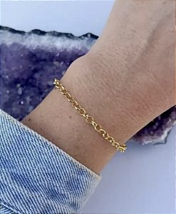Pulseira Elo Português Banhado a Ouro 18k