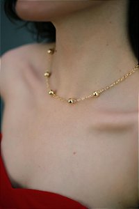 Choker Bola Esfera Banhado a Ouro 18k