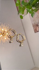 Brinco Argola de Coração M Banhado a Ouro 18k.
